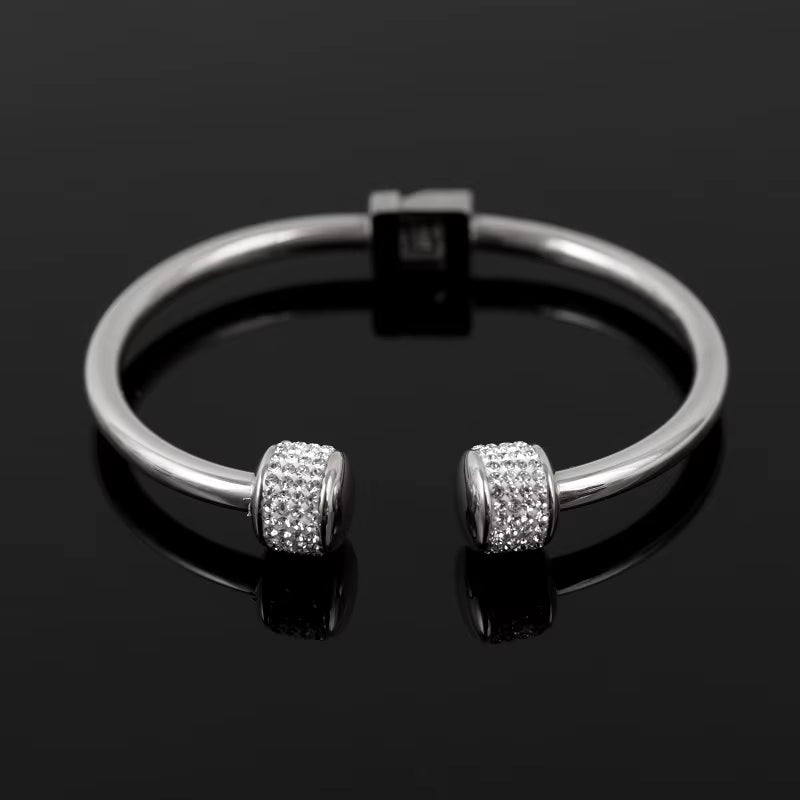 Luxury Gold-Plated CZ Crystal Women Bracelet Stainless Steel Cuff Bangle for Women'S Charm Wristband Jewelry Drop Shipping
