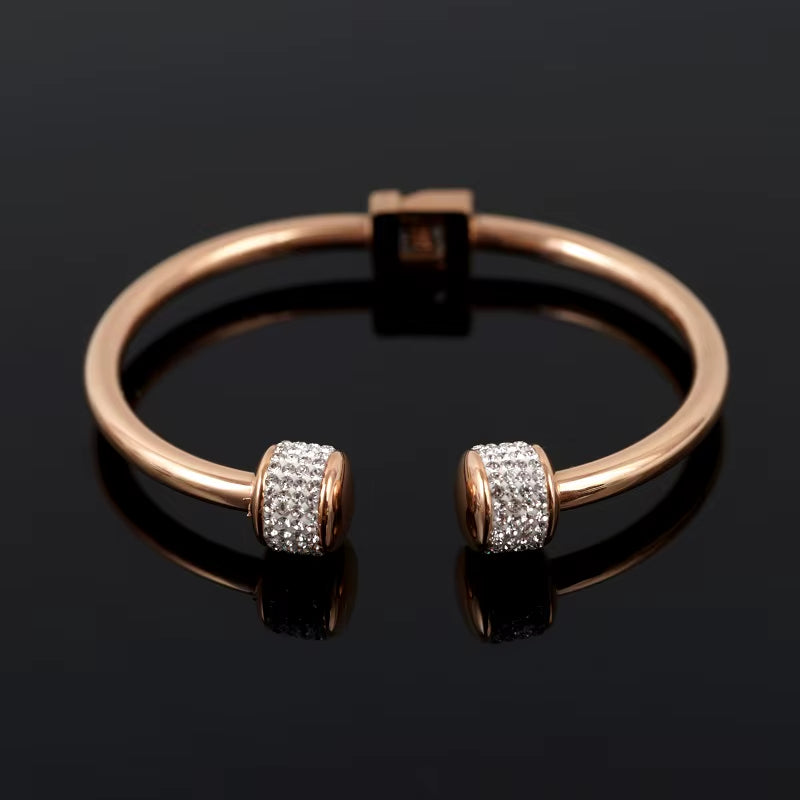 Luxury Gold-Plated CZ Crystal Women Bracelet Stainless Steel Cuff Bangle for Women'S Charm Wristband Jewelry Drop Shipping