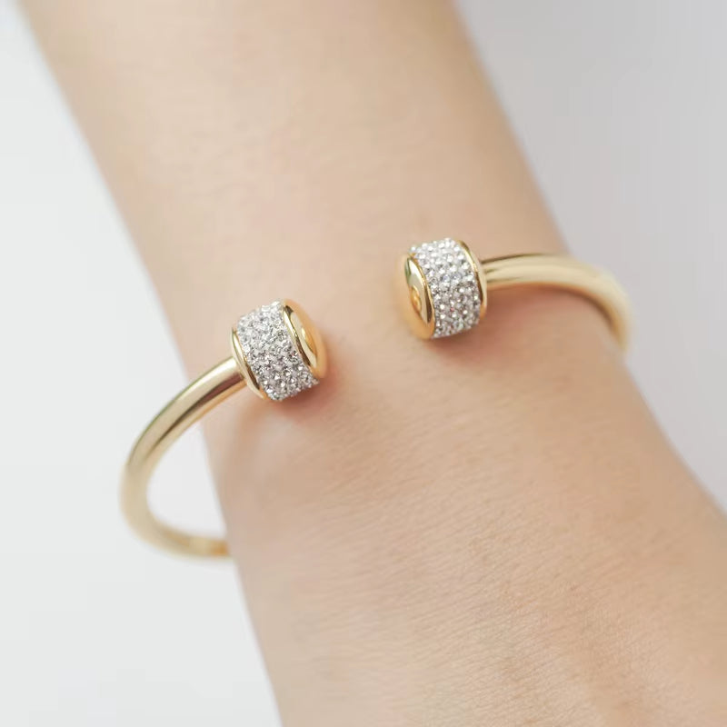 Luxury Gold-Plated CZ Crystal Women Bracelet Stainless Steel Cuff Bangle for Women'S Charm Wristband Jewelry Drop Shipping
