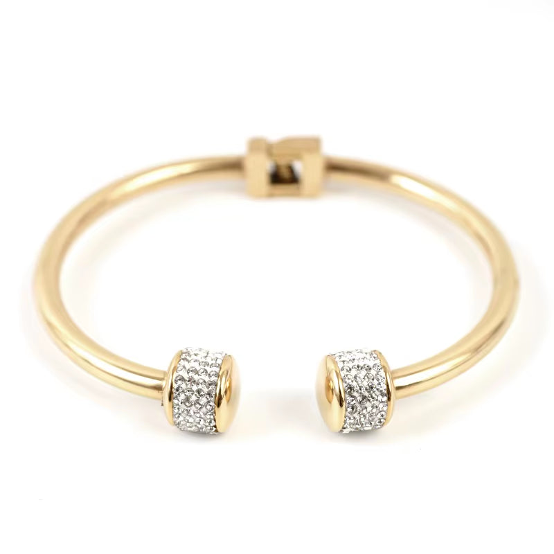 Luxury Gold-Plated CZ Crystal Women Bracelet Stainless Steel Cuff Bangle for Women'S Charm Wristband Jewelry Drop Shipping