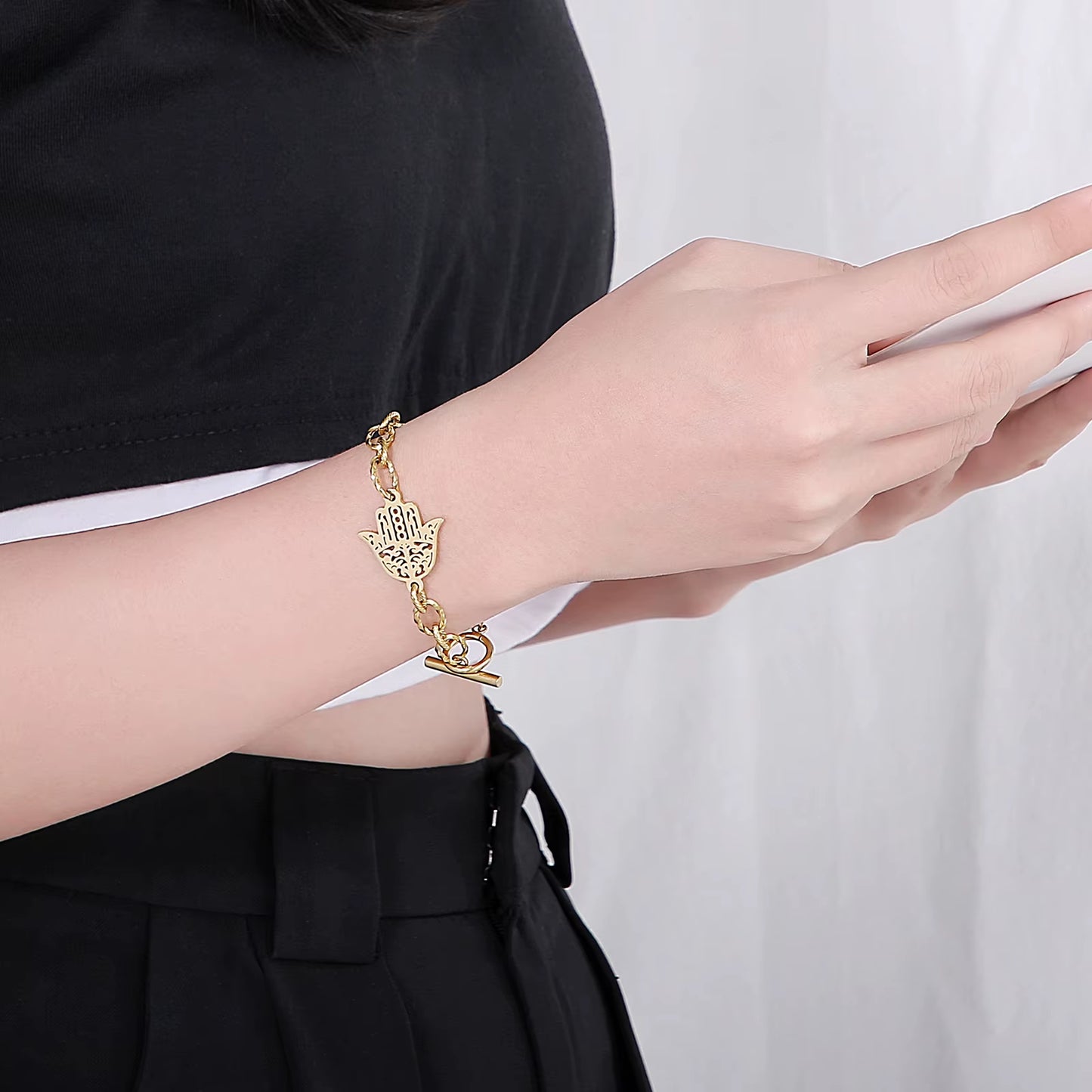 Stainless Steel Chain Bracelets for Women Gold Silver Color for Pendant Hamsa Bracelets Jewelry