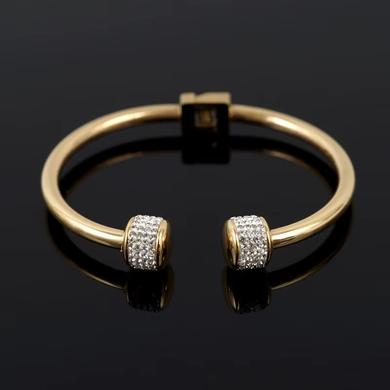 Luxury Gold-Plated CZ Crystal Women Bracelet Stainless Steel Cuff Bangle for Women'S Charm Wristband Jewelry Drop Shipping